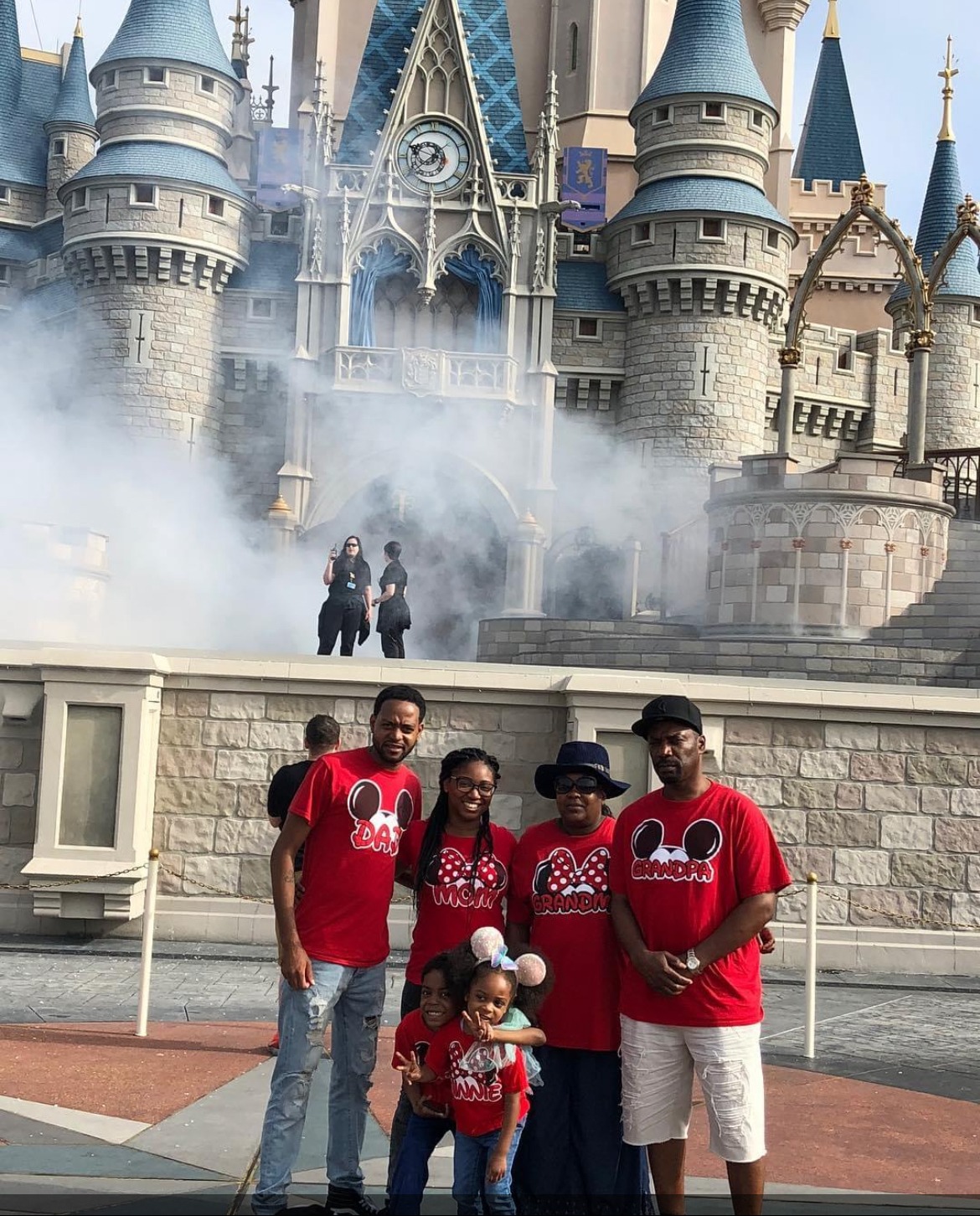 Makiebah with her husband, children and parents at Disney World